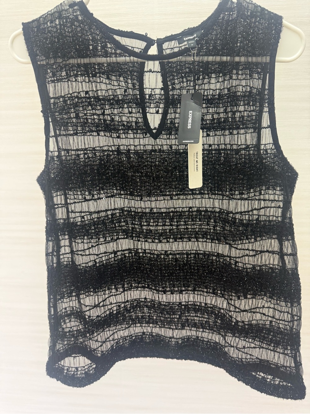 Express Black Sheer Lace Sleeveless Tank Top